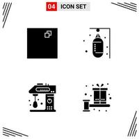 4 Icons Solid Style Grid Based Creative Glyph Symbols for Website Design Simple Solid Icon Signs Isolated on White Background 4 Icon Set vector