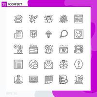 paquete de conjunto de iconos de línea de 25 iconos de contorno aislados en fondo blanco para impresión web y móvil vector