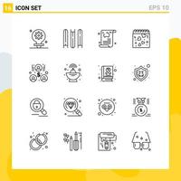 Modern Set of 16 Outlines and symbols such as investors romance news love calendar Editable Vector Design Elements