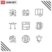 Set of 9 Modern UI Icons Symbols Signs for chat server delete database tool Editable Vector Design Elements