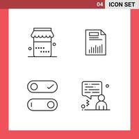 Set of 4 Commercial Filledline Flat Colors pack for jam statistics document finance switch Editable Vector Design Elements