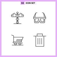 4 Icons in Line Style Outline Symbols on White Background Creative Vector Signs for Web mobile and Print