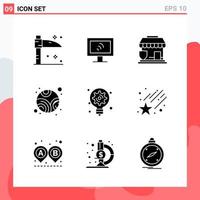 Collection of 9 Vector Icons in solid style Modern Glyph Symbols for Web and Mobile Solid Icon Sign Isolated on White Background 9 Icons