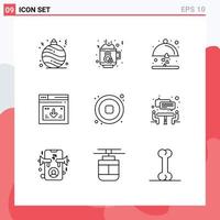 Modern Set of 9 Outlines and symbols such as music download food website page Editable Vector Design Elements