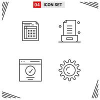 4 Icons Line Style Grid Based Creative Outline Symbols for Website Design Simple Line Icon Signs Isolated on White Background 4 Icon Set vector