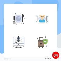 4 Thematic Vector Flat Icons and Editable Symbols of cafe drawing anthropometry human software Editable Vector Design Elements