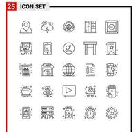 25 General Icons for website design print and mobile apps 25 Outline Symbols Signs Isolated on White Background 25 Icon Pack vector