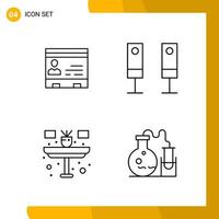 4 Icon Set Line Style Icon Pack Outline Symbols isolated on White Backgound for Responsive Website Designing vector