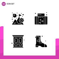 Glyph Icon set Pack of 4 Solid Icons isolated on White Background for responsive Website Design Print and Mobile Applications vector