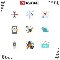 Modern Set of 9 Flat Colors and symbols such as digital social transport promotoin identity Editable Vector Design Elements