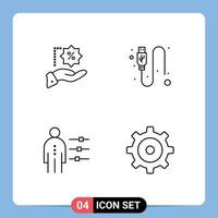 Universal Icon Symbols Group of 4 Modern Filledline Flat Colors of discount employee shopping usb person Editable Vector Design Elements