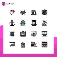 Set of 16 Modern UI Icons Symbols Signs for character mecca travel islam hajj Editable Creative Vector Design Elements