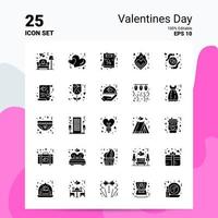 25 conjunto de iconos del día de san valentín 100 archivos editables eps 10 ideas de concepto de logotipo de empresa diseño de icono de glifo sólido vector
