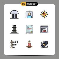 9 Creative Icons Modern Signs and Symbols of agreement badge compass contract figure Editable Vector Design Elements
