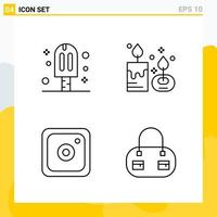 Collection of 4 Universal Line Icons Icon Set for Web and Mobile vector