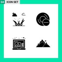 Pack of 4 Solid Style Icon Set Glyph Symbols for print Creative Signs Isolated on White Background 4 Icon Set vector