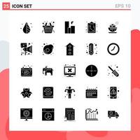 Collection of 25 Vector Icons in solid style Modern Glyph Symbols for Web and Mobile Solid Icon Sign Isolated on White Background 25 Icons