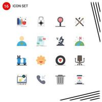 Group of 16 Modern Flat Colors Set for check music security instrument journey Editable Pack of Creative Vector Design Elements