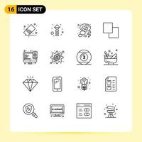 Outline Pack of 16 Universal Symbols of web design chat swap copy Editable Vector Design Elements