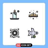 Pictogram Set of 4 Simple Filledline Flat Colors of transportation plane agile flight time Editable Vector Design Elements