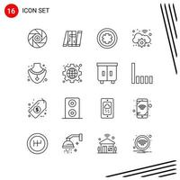 Collection of 16 Vector Icons in Line style Pixle Perfect Outline Symbols for Web and Mobile Line Icon Signs on White Background 16 Icons