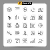 Paquete de 25 iconos negros signos de símbolos de contorno para diseños receptivos sobre fondo blanco 25 iconos establecidos vector