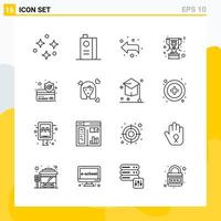 Collection of 16 Universal Line Icons Icon Set for Web and Mobile vector