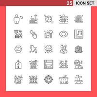 25 Icon Pack Line Style Outline Symbols on White Background Simple Signs for general designing vector