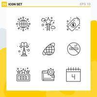 Collection of 9 Universal Line Icons Icon Set for Web and Mobile vector