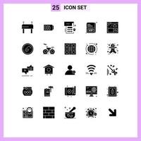 25 Thematic Vector Solid Glyphs and Editable Symbols of document search event internet vip Editable Vector Design Elements