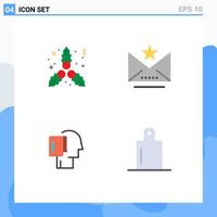 4 iconos planos universales firman símbolos de lista de navidad correo electrónico estrella comienzan elementos de diseño vectorial editables vector