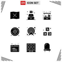 9 Icons Solid Style Grid Based Creative Glyph Symbols for Website Design Simple Solid Icon Signs Isolated on White Background 9 Icon Set vector