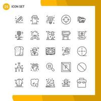 25 Icon Set Line Style Icon Pack Outline Symbols isolated on White Backgound for Responsive Website Designing vector