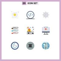 Flat Color Pack of 9 Universal Symbols of people skills clock work timing Editable Vector Design Elements