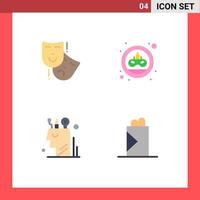 4 Universal Flat Icons Set for Web and Mobile Applications acting digital theater doubloon user Editable Vector Design Elements