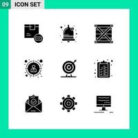 Stock Vector Icon Pack of 9 Line Signs and Symbols for dart target customer box target programing Editable Vector Design Elements