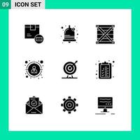 Stock Vector Icon Pack of 9 Line Signs and Symbols for dart target customer box target programing Editable Vector Design Elements