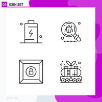 Line Icon set Pack of 4 Outline Icons isolated on White Background for Web Print and Mobile vector