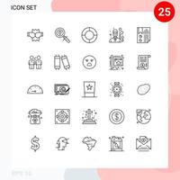 Modern Set of 25 Lines and symbols such as page data diagram bookmark golfing Editable Vector Design Elements