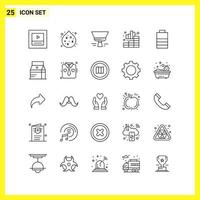 25 conjunto de iconos, símbolos de línea simple, signo de esquema en fondo blanco para el diseño de sitios web, aplicaciones móviles y medios impresos vector