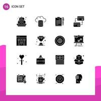 16 Thematic Vector Solid Glyphs and Editable Symbols of cashless card document sheet page Editable Vector Design Elements