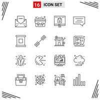 16 Icons Line Style Grid Based Creative Outline Symbols for Website Design Simple Line Icon Signs Isolated on White Background 16 Icon Set vector