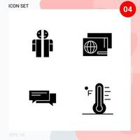 Vector Pack of 4 Icons in Solid Style Creative Glyph Pack isolated on White Background for Web and Mobile