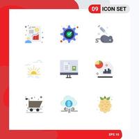 9 User Interface Flat Color Pack of modern Signs and Symbols of e light mark brightness science Editable Vector Design Elements