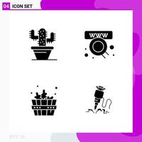 Solid Icon set Pack of 4 Glyph Icons isolated on White Background for Web Print and Mobile vector