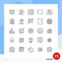 Group of 25 Lines Signs and Symbols for pin location search message bubble Editable Vector Design Elements