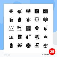 Universal Icon Symbols Group of 25 Modern Solid Glyphs of interface user graphic designing message error Editable Vector Design Elements