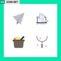 Set of 4 Vector Flat Icons on Grid for paper checkout coder list cross Editable Vector Design Elements