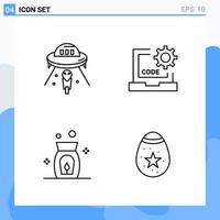 Modern 4 Line style icons Outline Symbols for general use Creative Line Icon Sign Isolated on White Background 4 Icons Pack vector