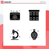 Collection of 4 Vector Icons in solid style Modern Glyph Symbols for Web and Mobile Solid Icon Sign Isolated on White Background 4 Icons